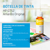 BOTELLA DE TINTA HP GT52 AMARILLO 70ML M0H56A